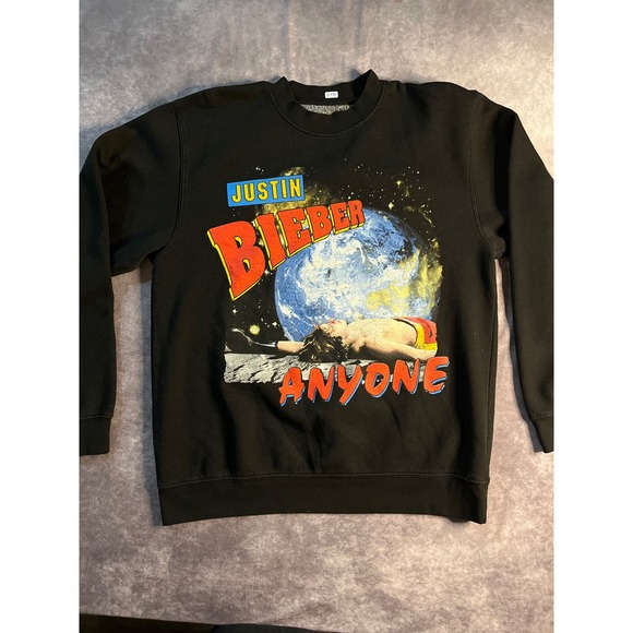 Justin Bieber Black Sweatshirt with Colorful Graphic - Picture 1 of 5